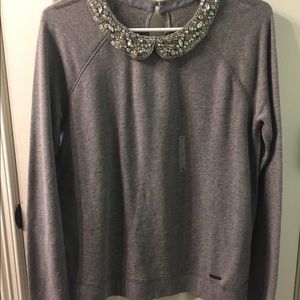 Gray A&F Peter Pan Collared Sweater